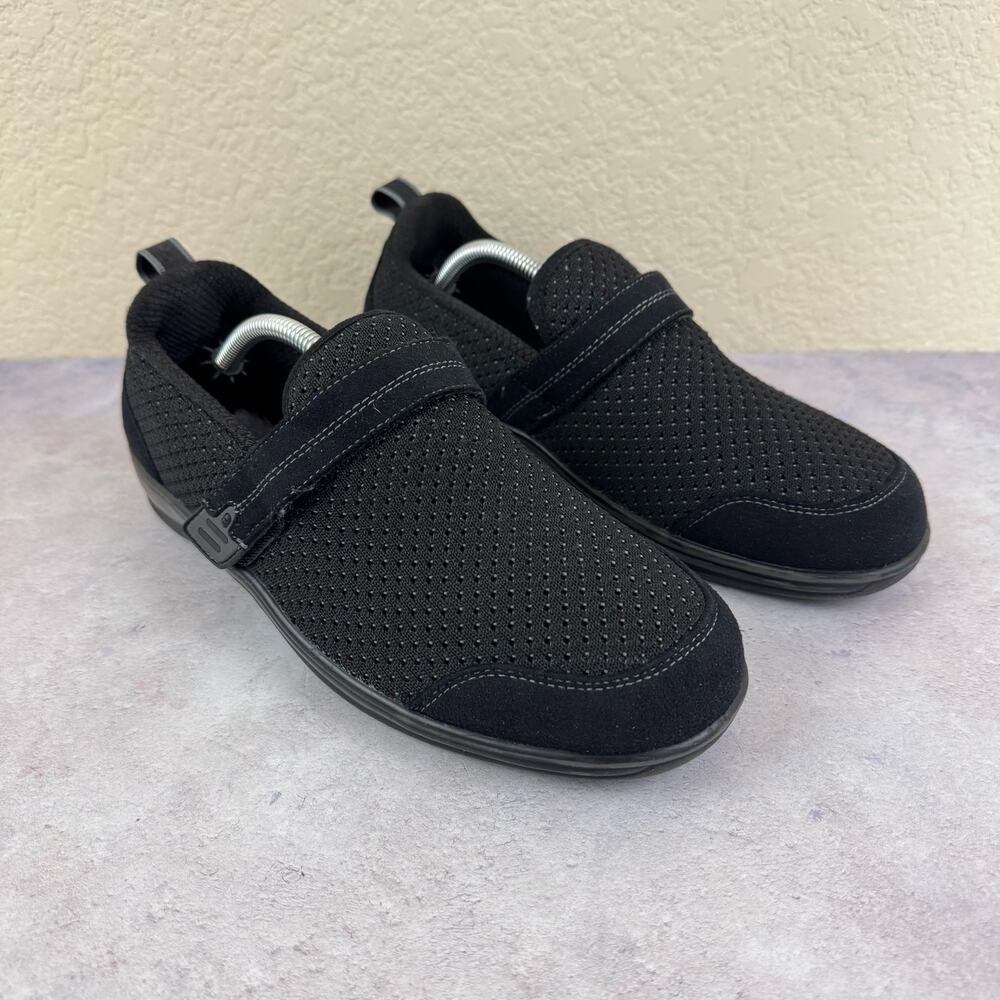 Orthofeet Quincy Shoes Womens Size 8 D WIDE Black Adjustable Walking No Insoles